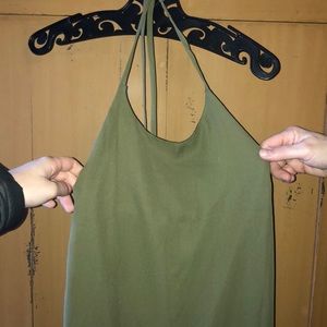Olive green halter mini dress